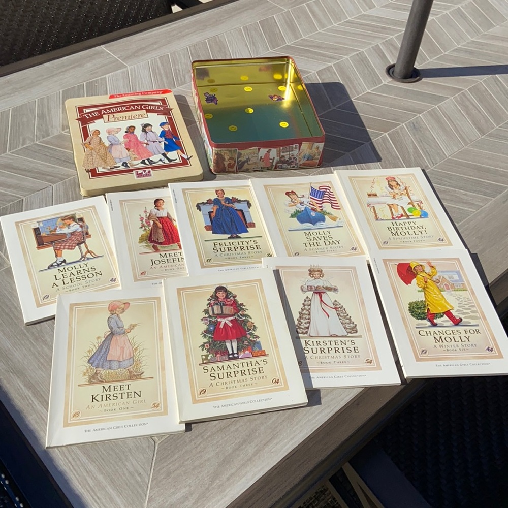 Set of american girl doll books bonus tin